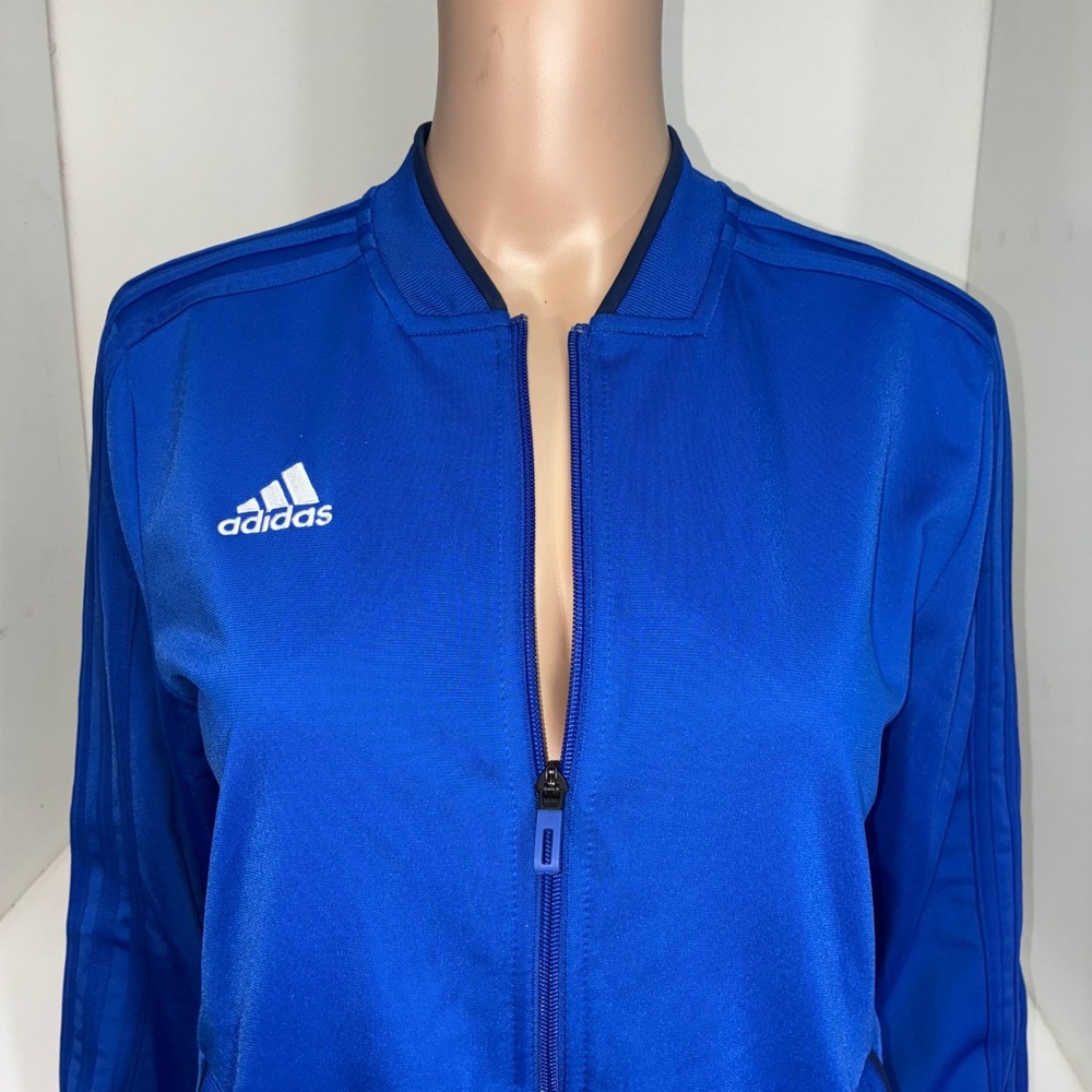Adidas Track Jacket Full Zip Royal Blue White Logo Three Stripe Women's Medium - Picture 4 of 7